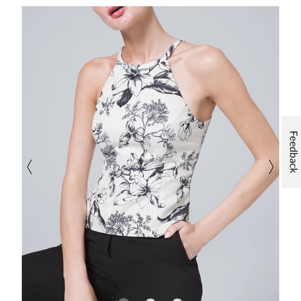 WHBM FLORAL-JACQUARD HALTER TOP NWT